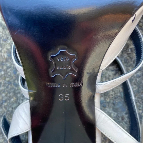 Franco Paolucci square toe leather strap heel Sz 35 - Picture 8 of 9